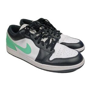 Nike Air Jordan 1 Low Black White Green Glow Men's 13 553558-131
